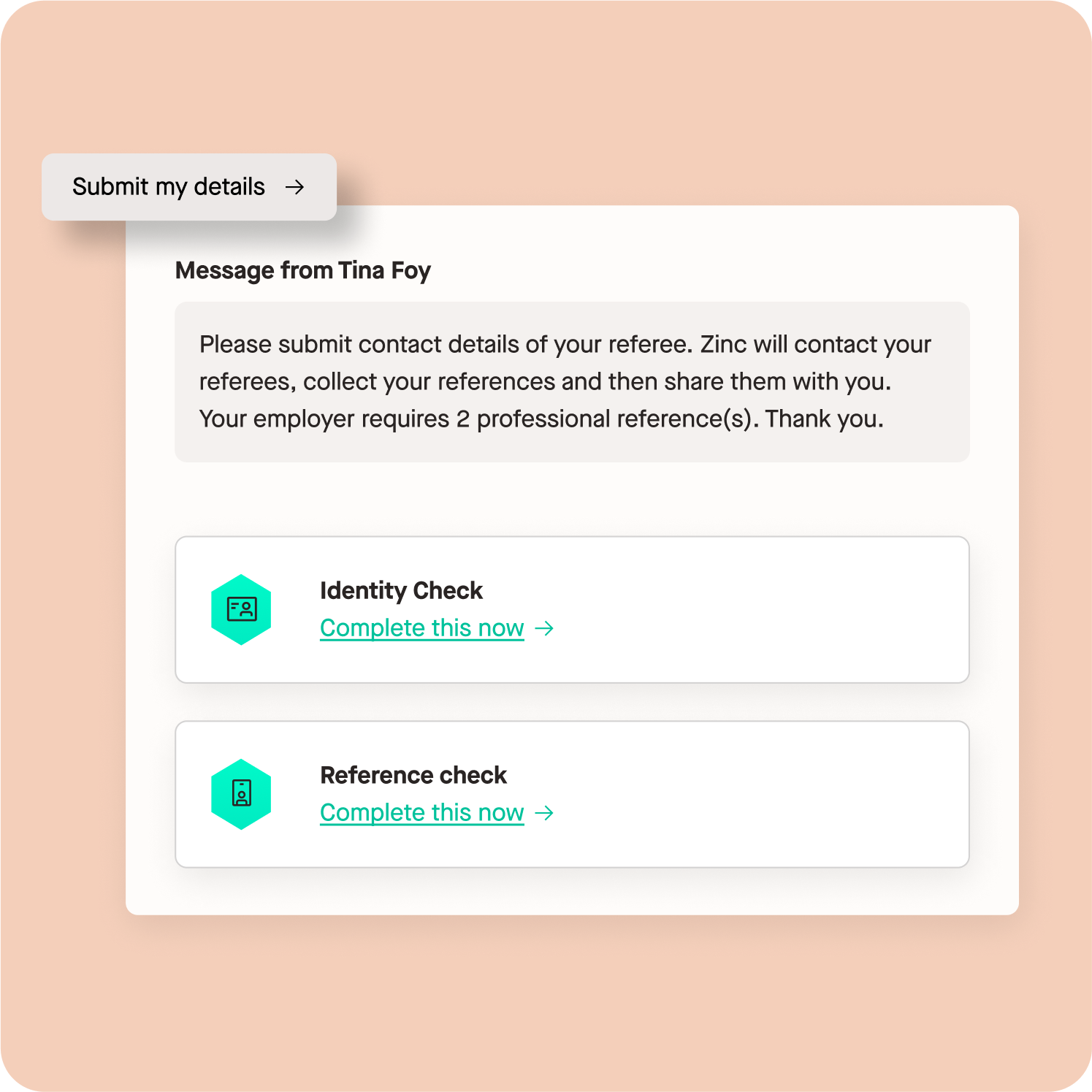 Candidate Reuse your checking data Zinc